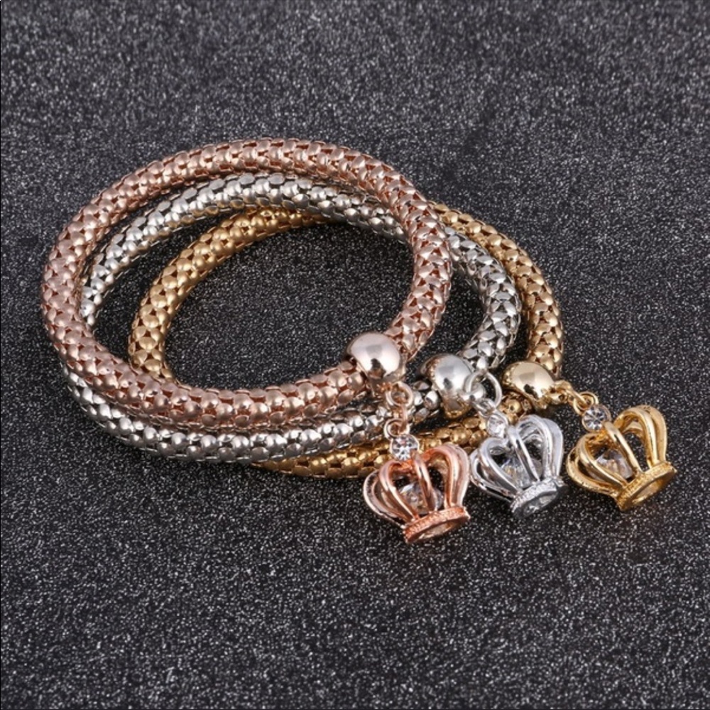 3PC Crown Charm Bracelet Set - Picture 6 of 8